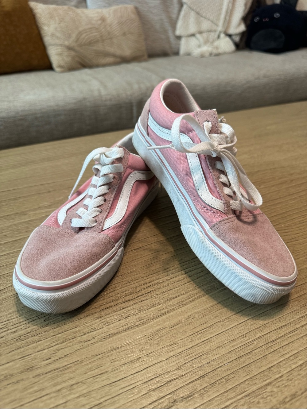 Vans Women's Blush and White Sneakers